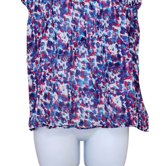 Jessica Simpson Womens Pullover Blouse Size M Semi-Sheer Gauzy Pleated Top - Picture 4 of 9